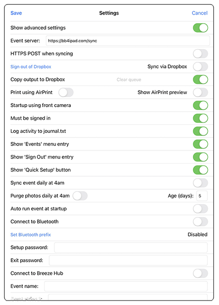 settings screen (advanced)